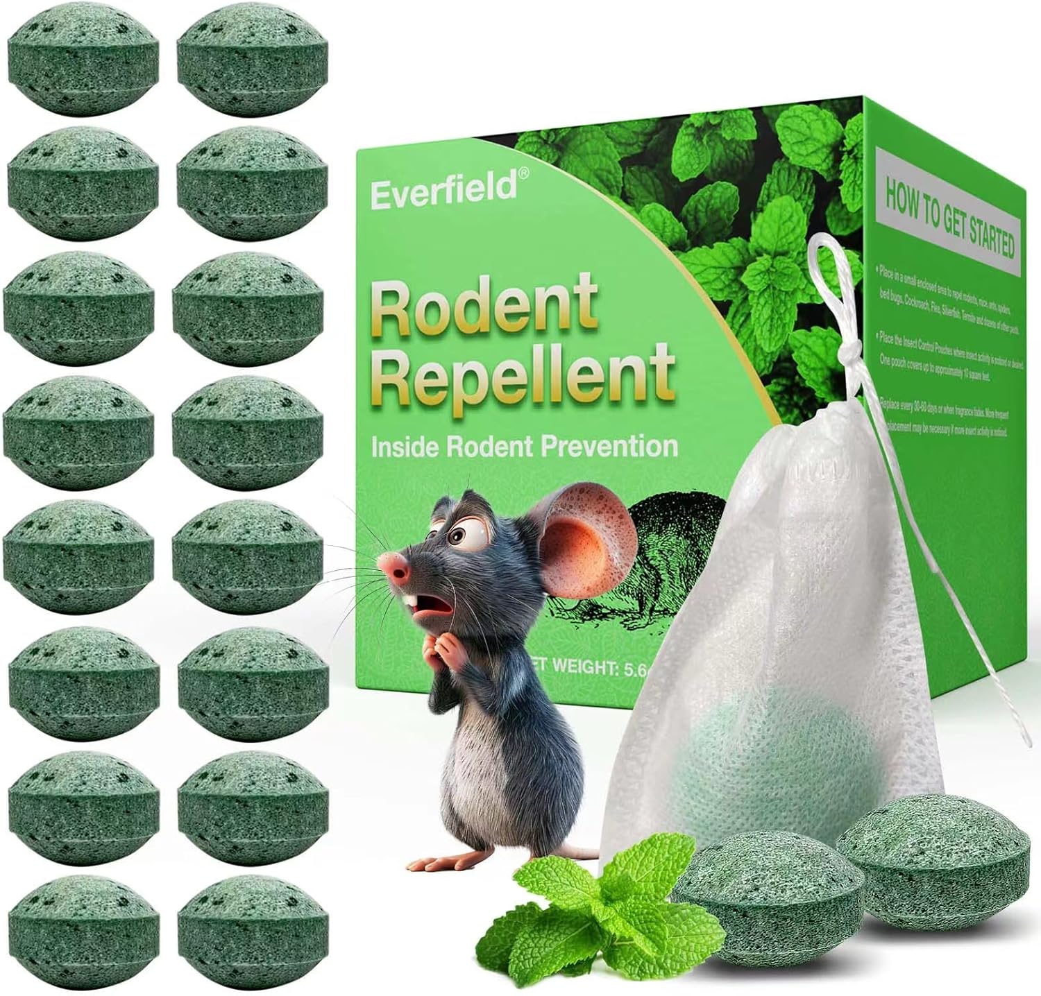 24pc Peppermint Moth Balls: Natural Rodent Repellent
