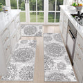 HEBE Farmhouse Kitchen Rugs Set of 3 with Runner - Non Slip Washable