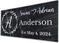 Personalized Black Marble Family Name Sign - Custom Monogram Plaque