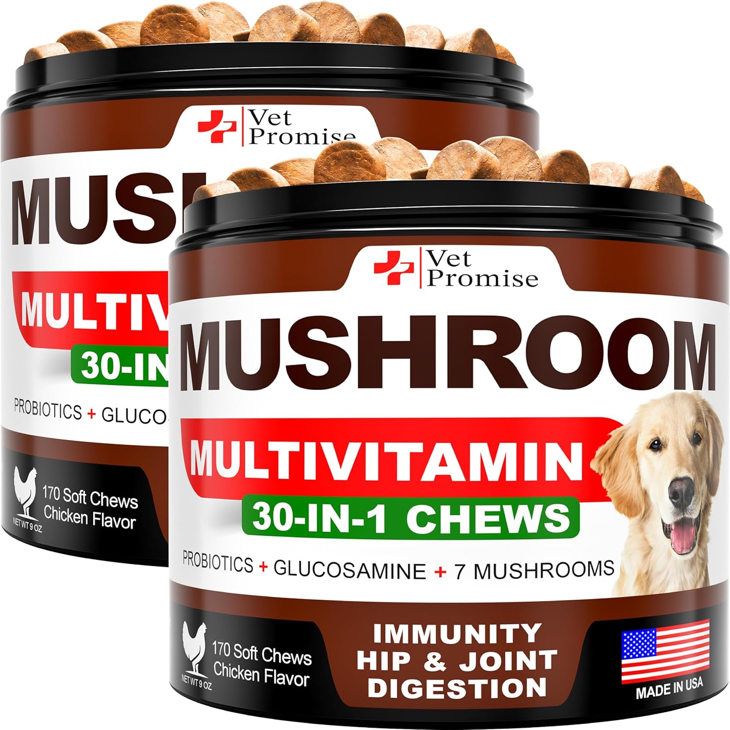 Mushroom for Dogs - 30-in-1 Multivitamin Chews for Health