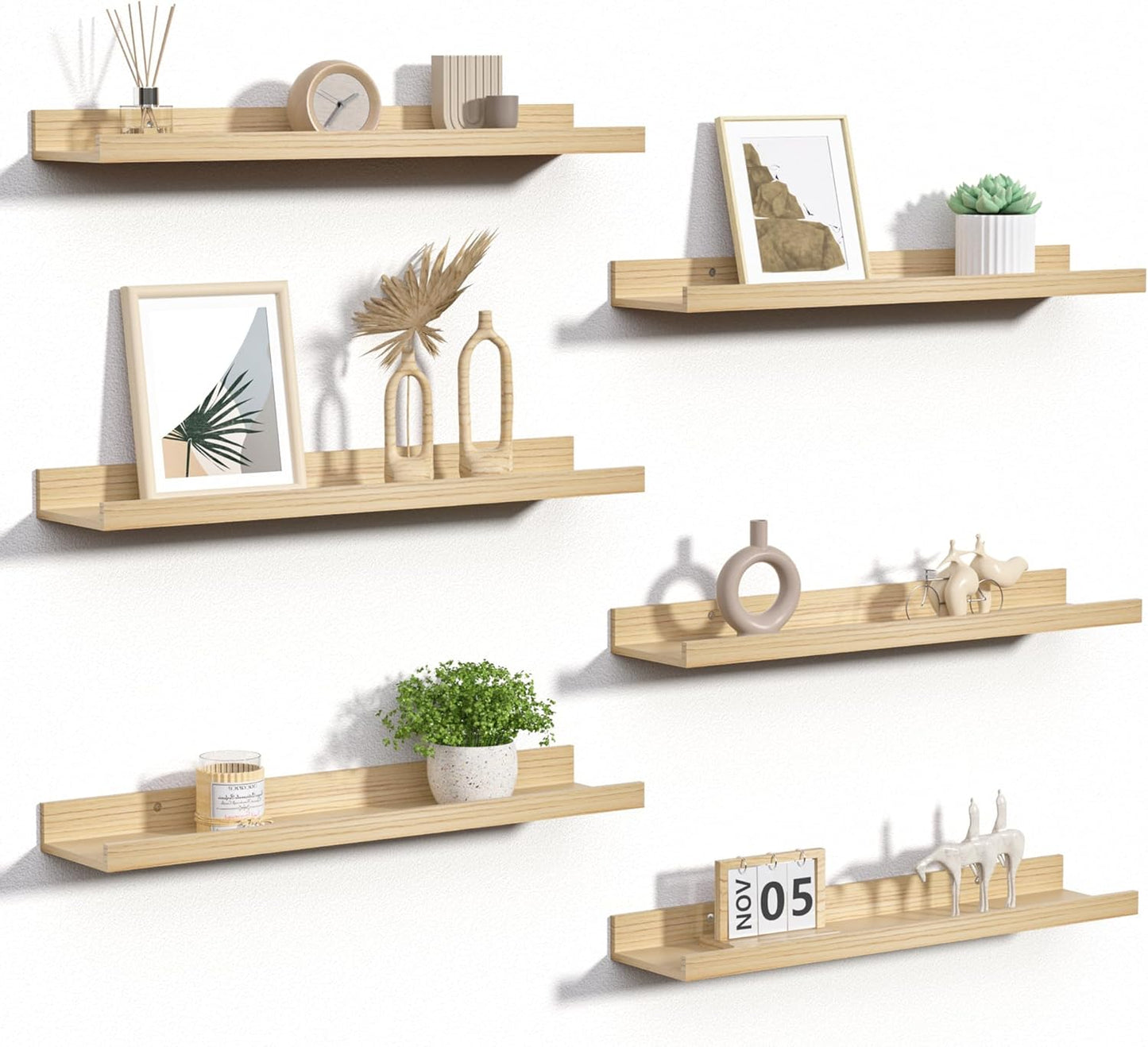 Upsimples Floating Shelves for Wall - Elegant Wood Decor Set