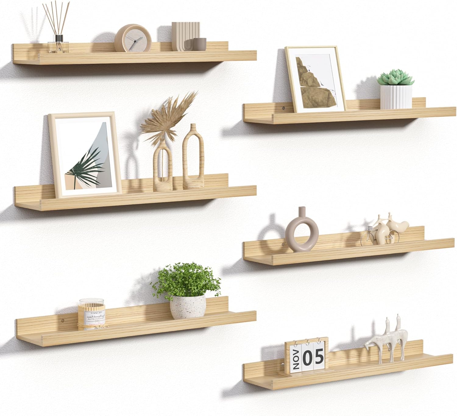 Upsimples Floating Shelves for Wall - Elegant Wood Decor Set