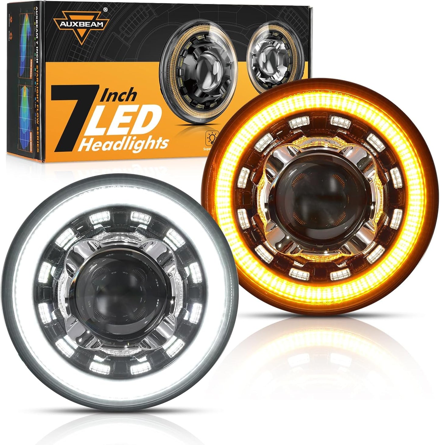 Auxbeam 7 Inch LED Headlights with DRL for Jeep Wrangler JK