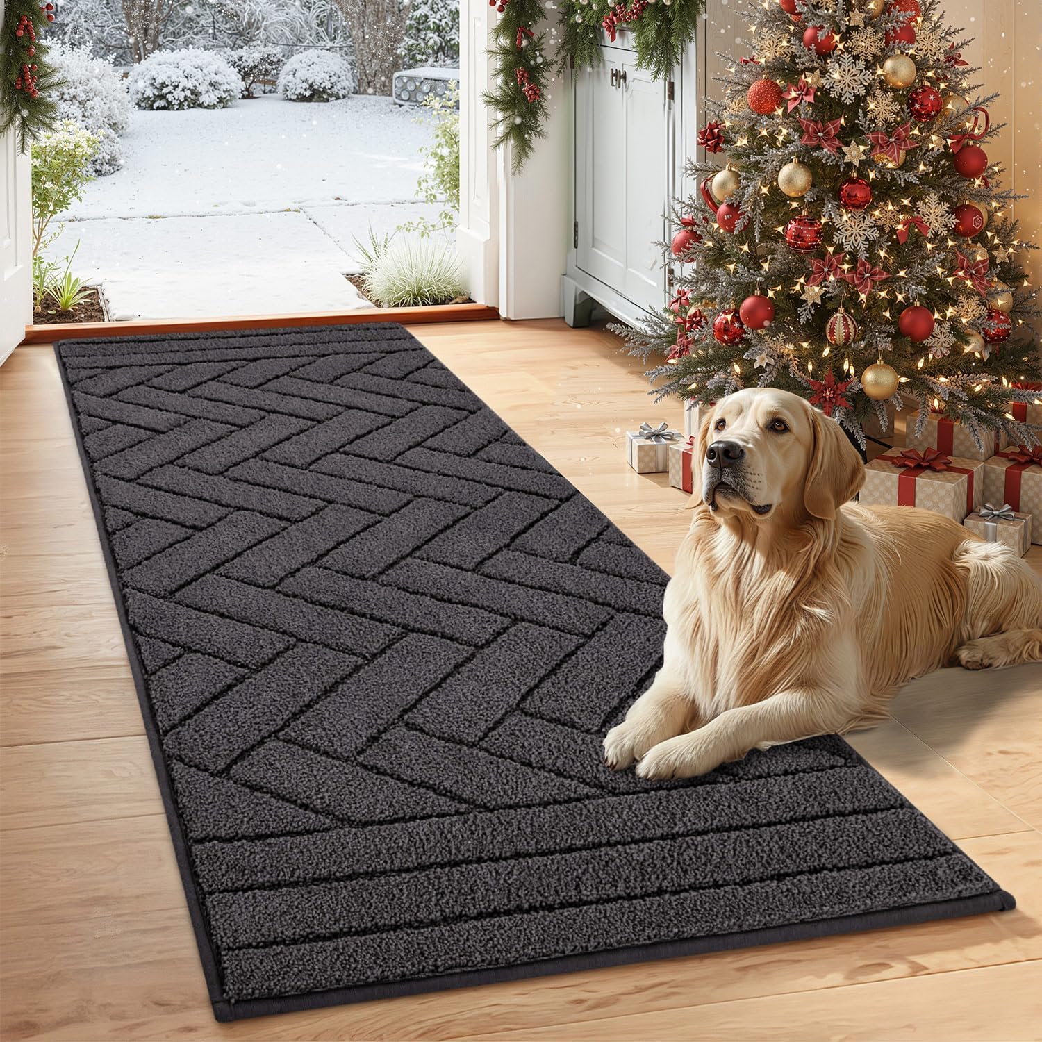 Tindbea Dog Mat for Muddy Paws - Absorbs Moisture and Dirt
