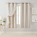 Bujasso Beige Curtains with 80% Blackout Feature and Sheer Overlay