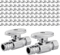 100 PCS Stop Valve Pex-a 1/4 Turn 3/8in OD Compression X 1/2in