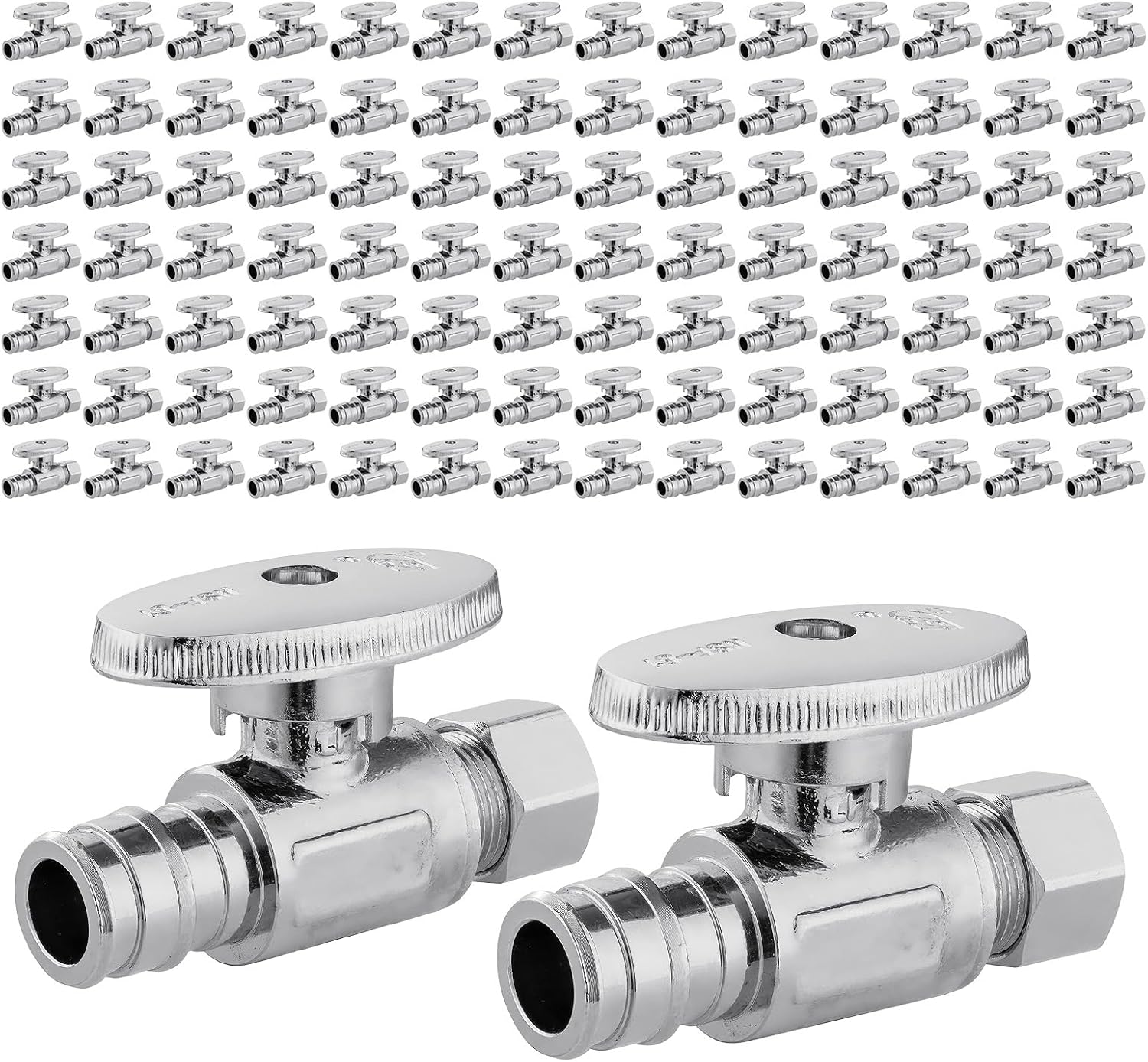 100 PCS EFIELD Stop Valve Pex-a 1/4 Turn Straight Chrome Brass