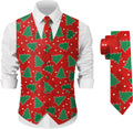 Arvilhill Men's Christmas Suit Vest with Tie for Festive Events