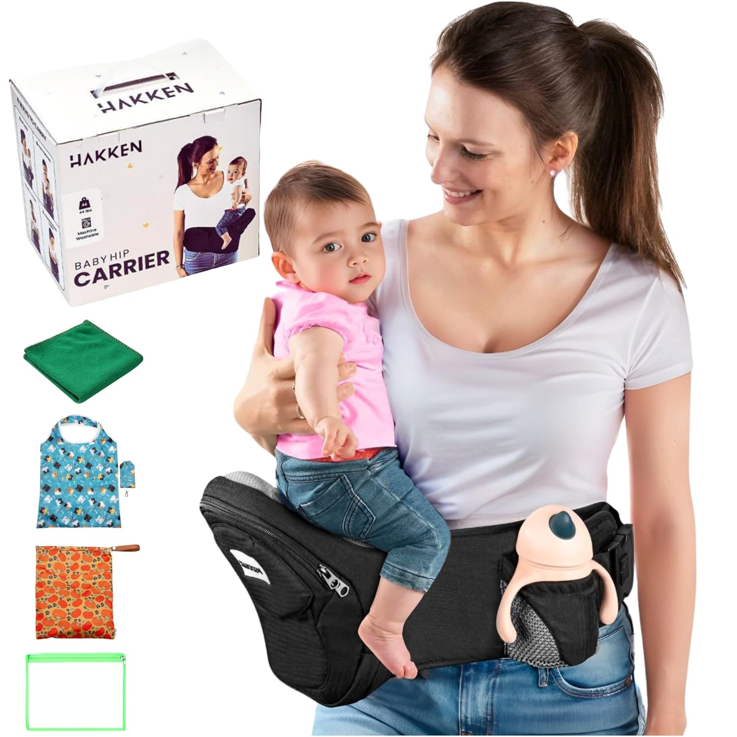 Baby Hip Carrier with Adjustable Waistband & Breathable Mesh
