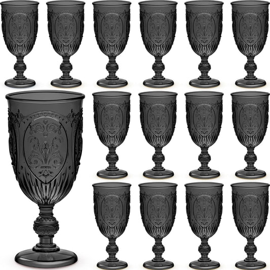 24 Pcs Vintage Plastic Goblets for Weddings and Parties