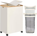 Double Laundry Hamper with Wheels and Removable Bags - 160L Beige
