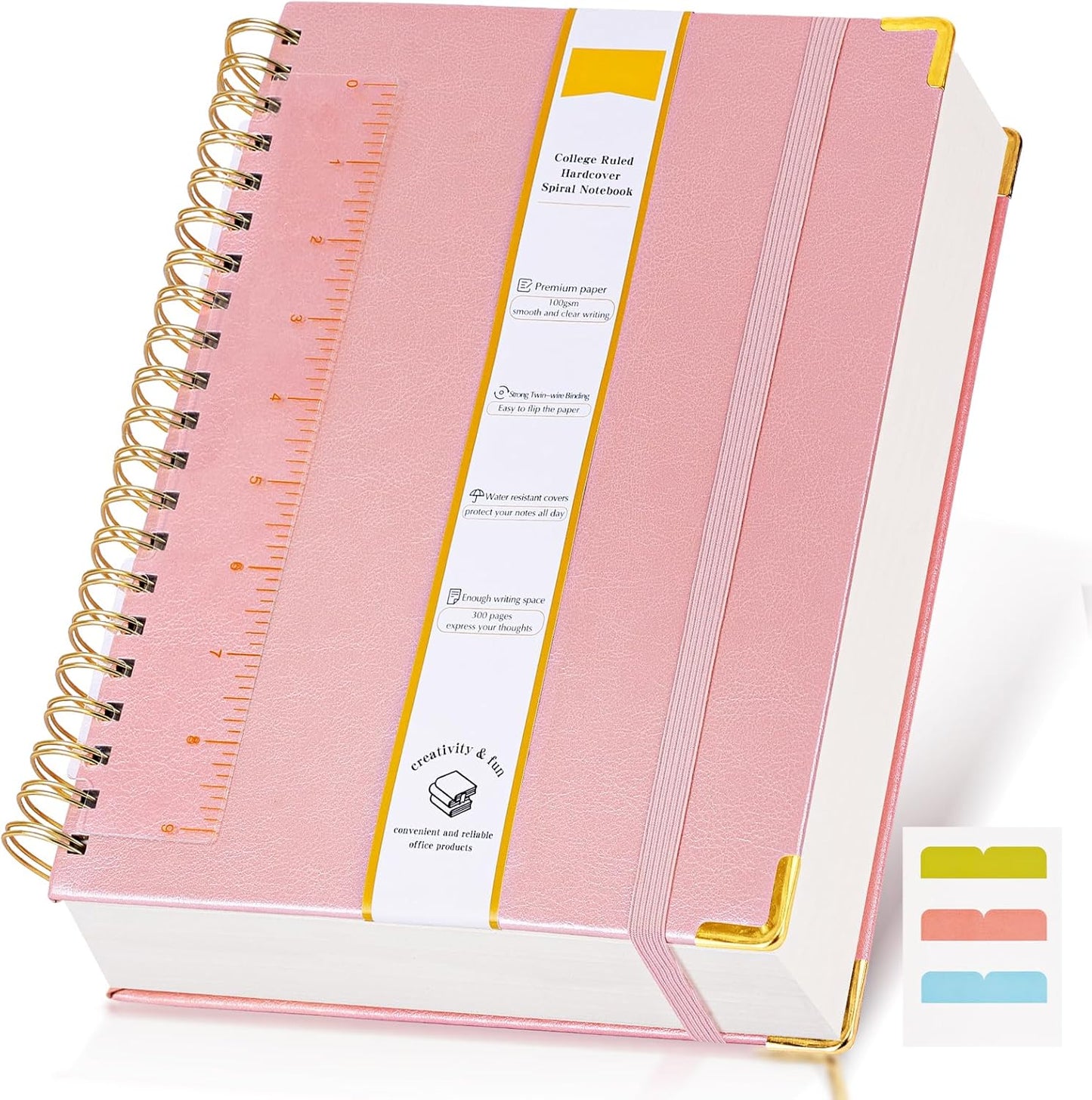 300 Pages 8.5x11 Pink Spiral Notebook - Thick 100GSM Paper