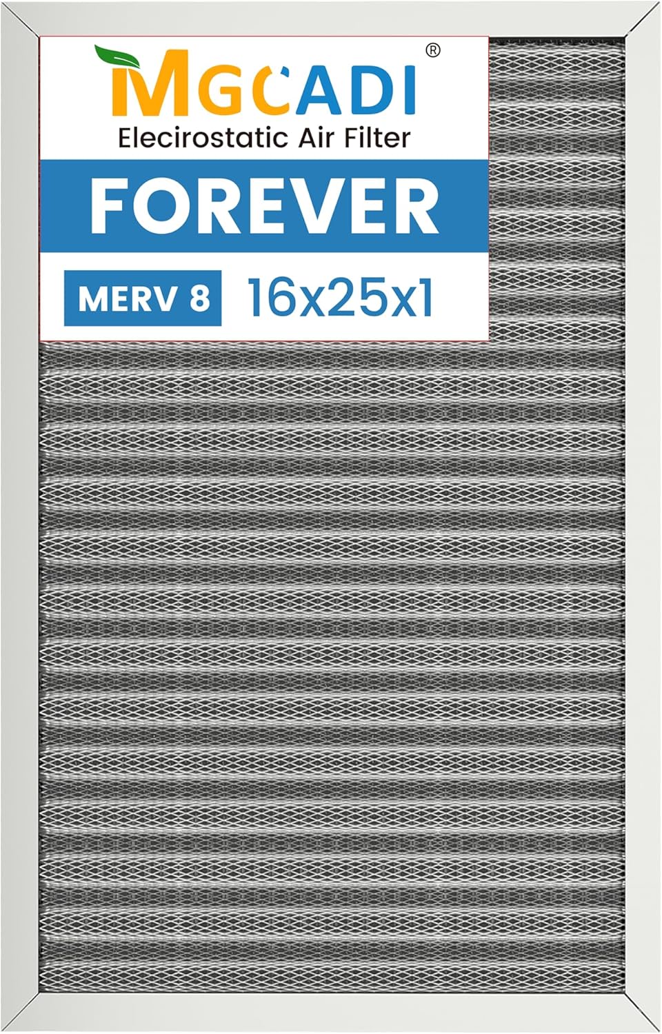 16X25x1 HVAC Furnace Air Filter - Washable Merv 8 Quality