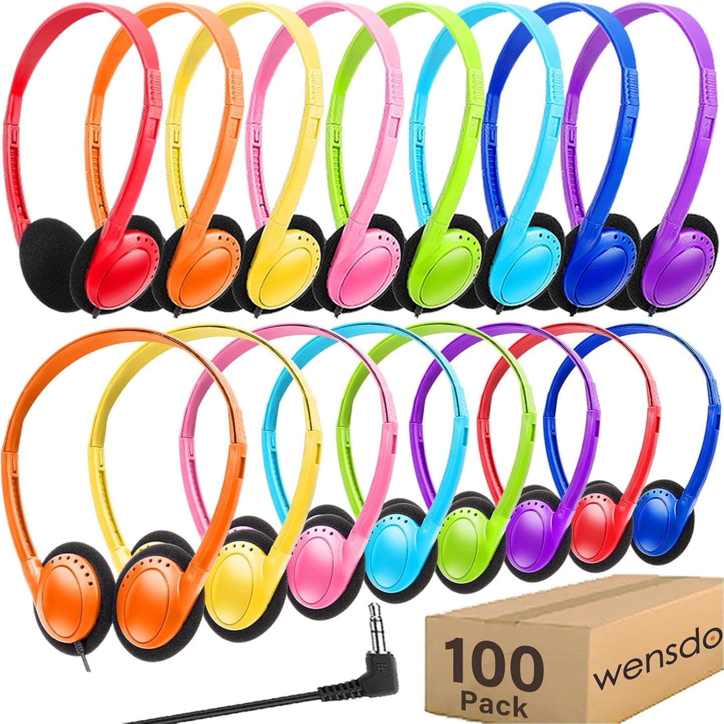 100 Pack Classroom Headphones for Kids School Use and More