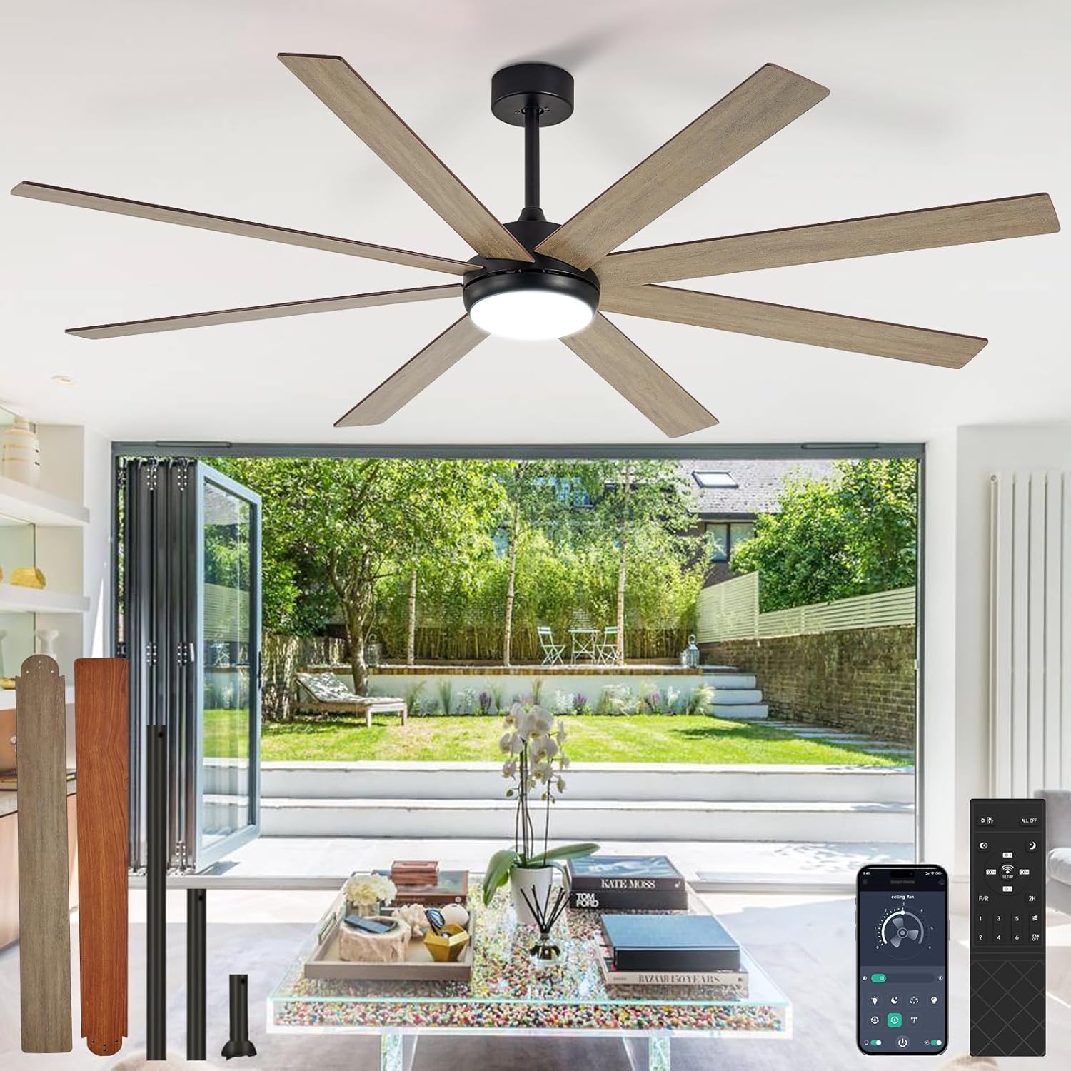 Depuley 72 Inch Ceiling Fan with Lights for Indoor and Outdoor Use