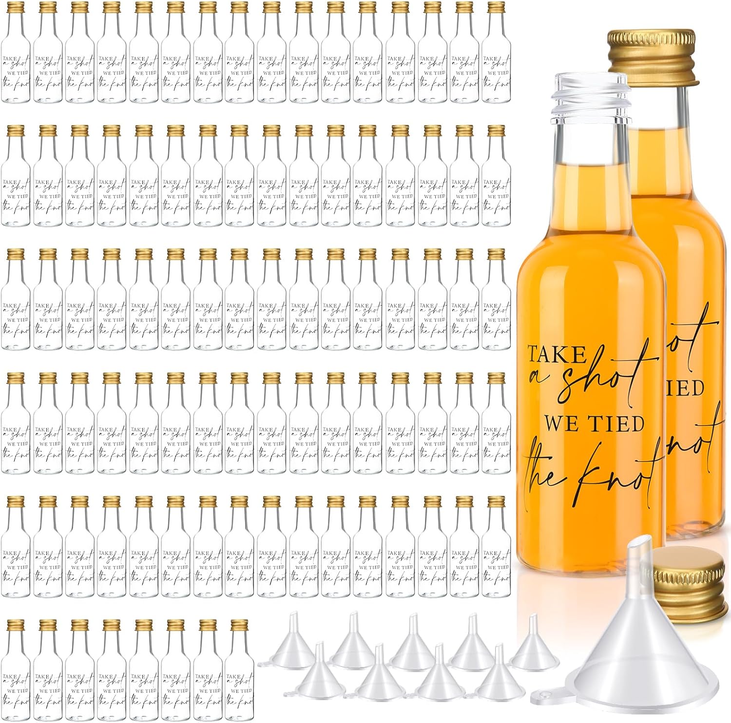 Mini Wedding Liquor Bottles for Guests - 100 Pcs Reusable Set
