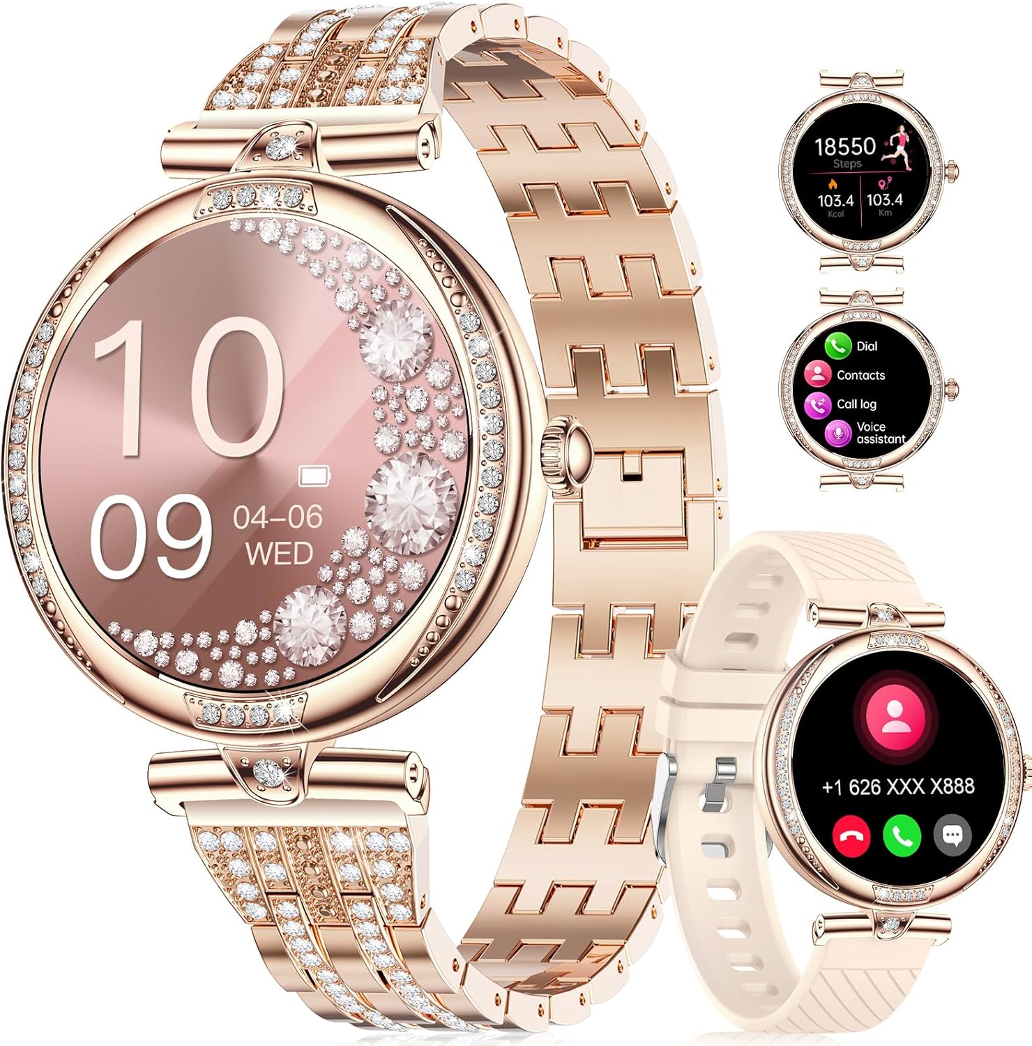LIGE Smart Watches for Women with Diamonds and Health Tracking
