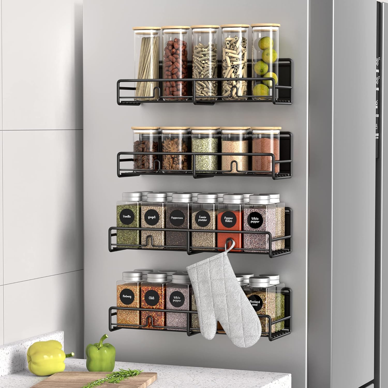 Organize with Ease: Magnetic Spice Rack Set