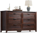 Wood Dresser for Bedroom Double 6 Drawer Chest - Rustic Brown