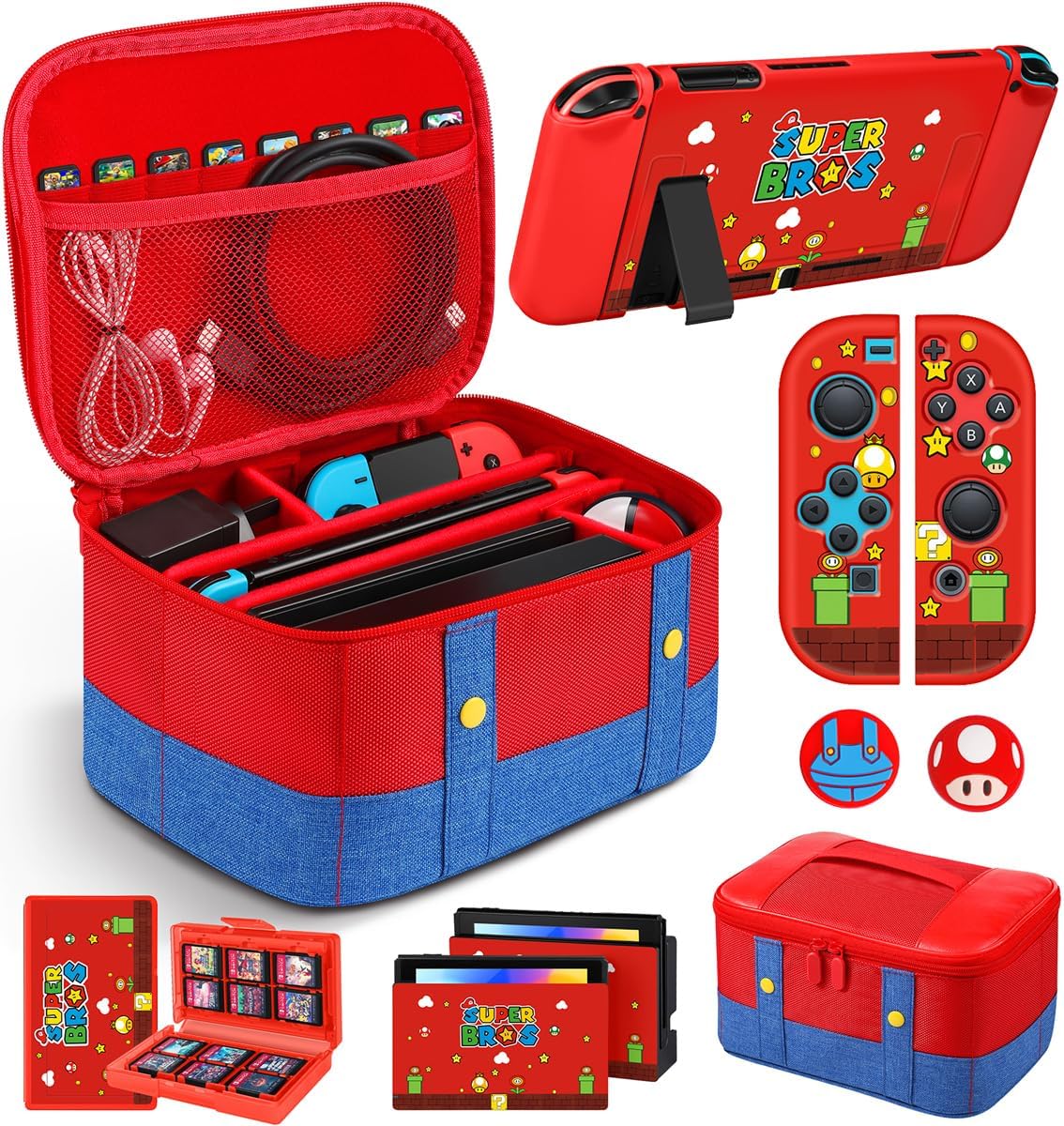 9in1 Carrying Case for Nintendo Switch Travel Accessories Bundle