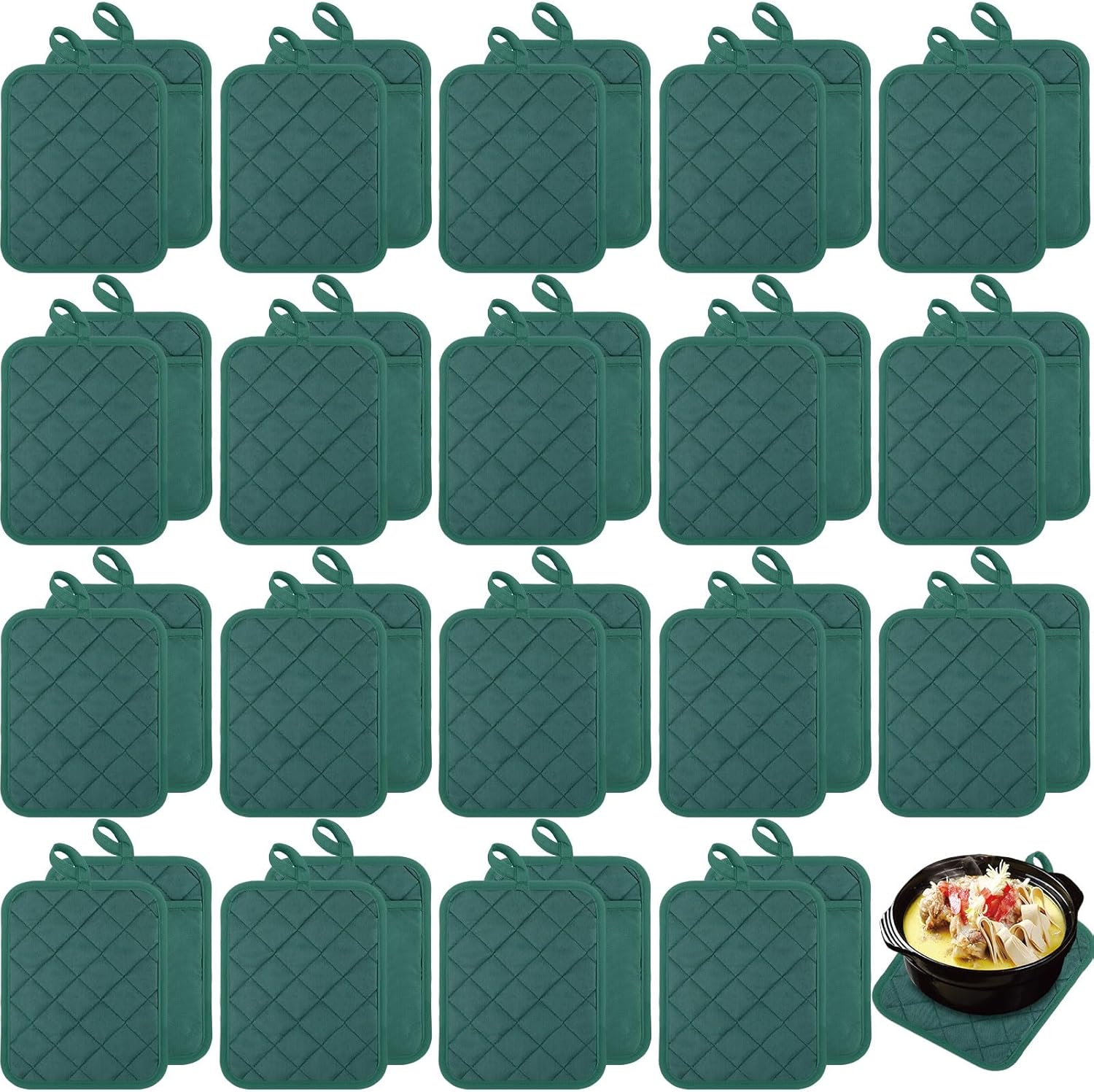 Hoolerry 20 Pieces Pot Holders with Pocket for Kitchen Use