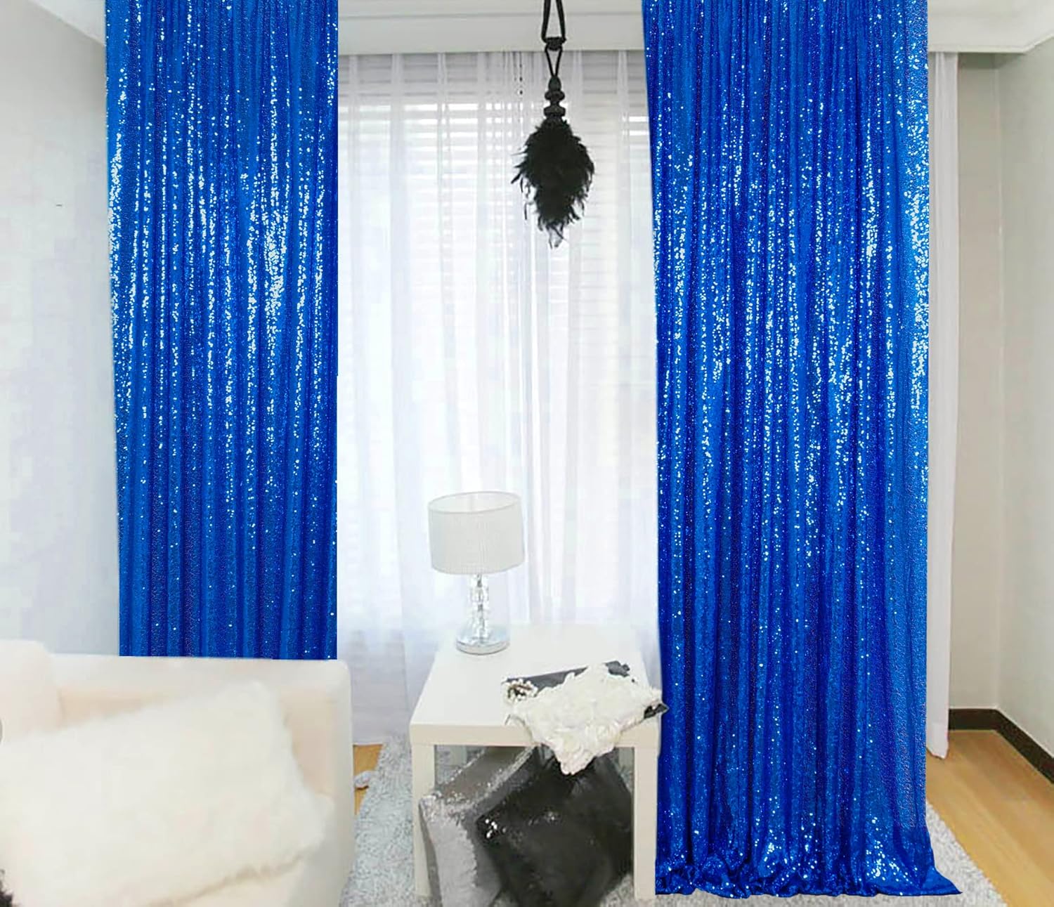Royal Blue Sequin Backdrop Curtain Set for Stunning Events