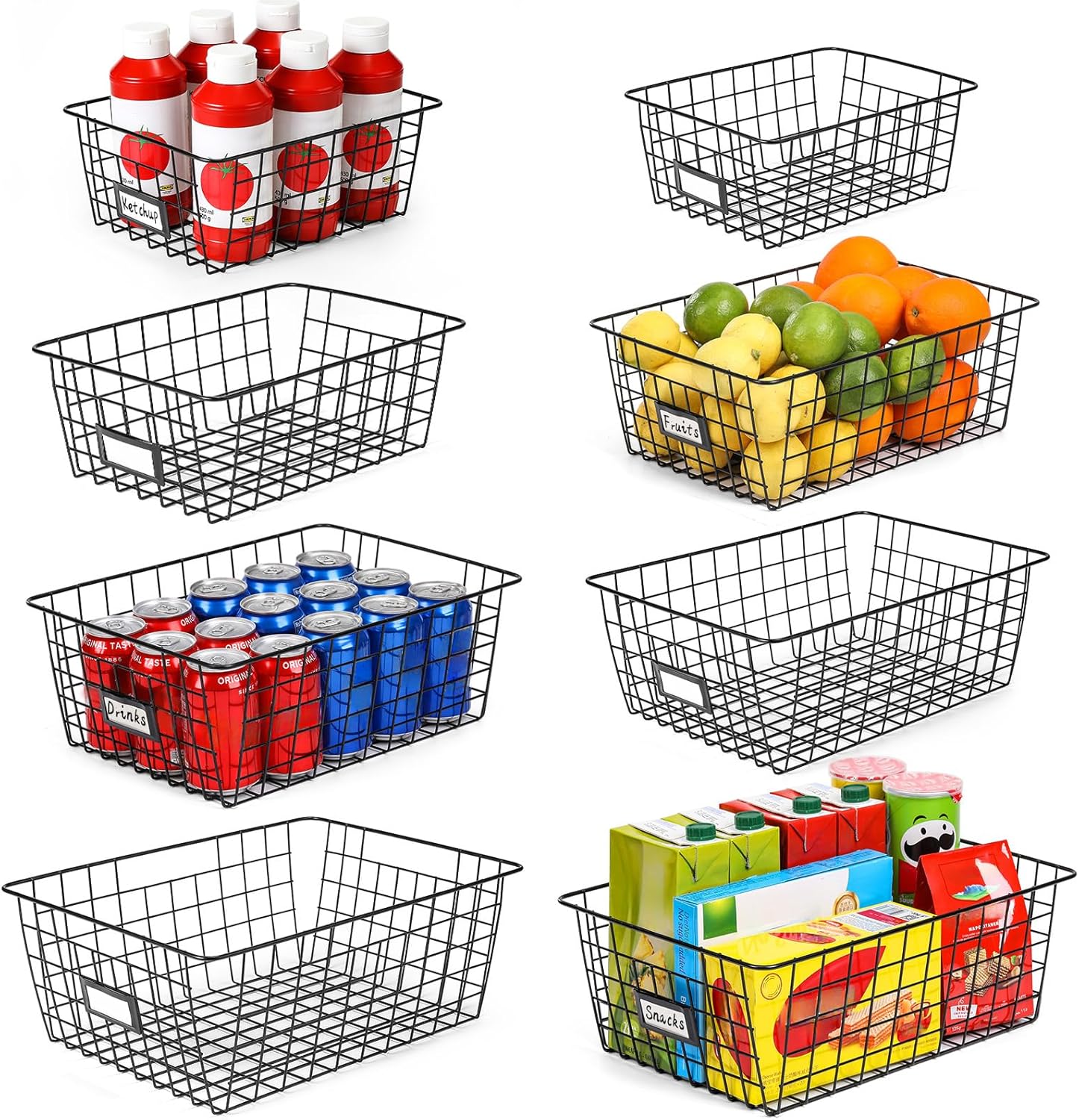 Extra Large Wire Baskets for Organizing - 8 Set Storage Bins