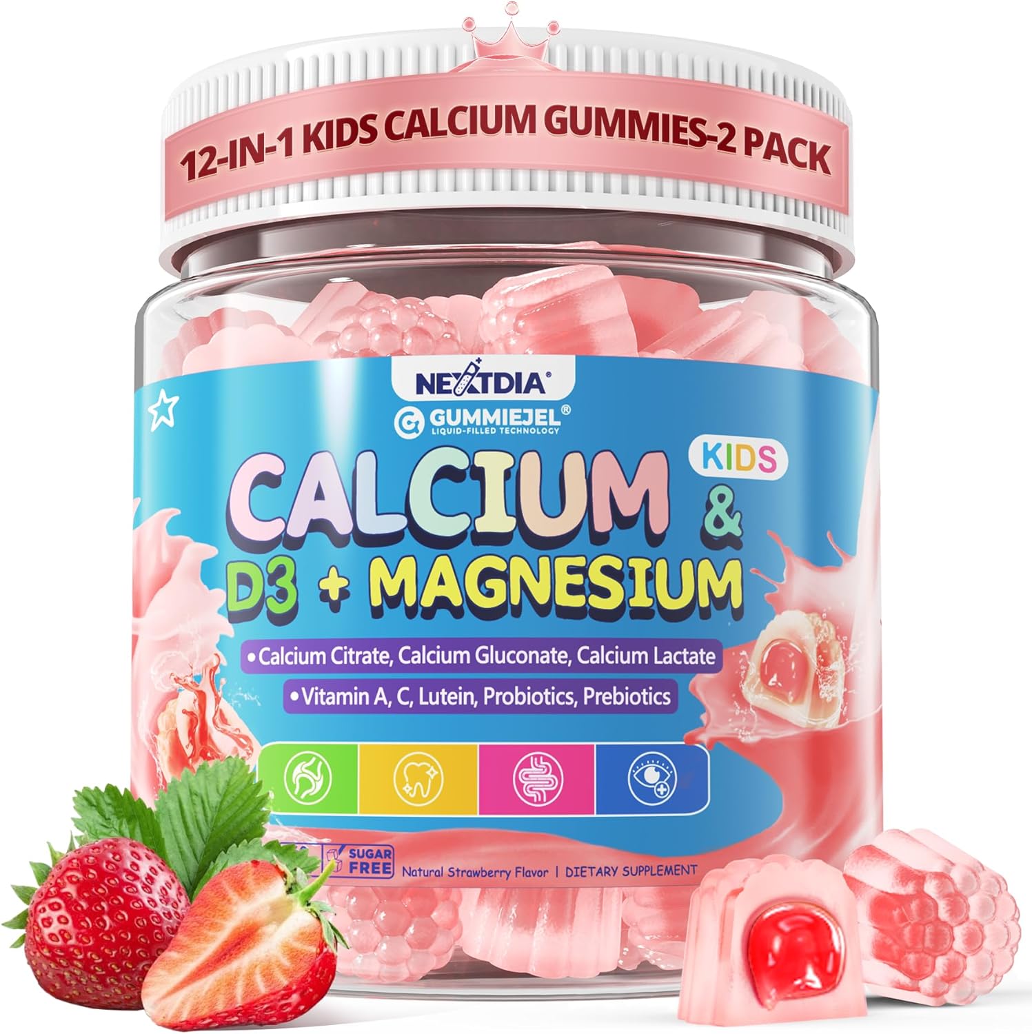 Kids Calcium Gummies with D3 & Magnesium for Strong Bones