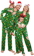 Ekouaer Christmas Family Matching Pajamas Long Sleeve Button Down Set