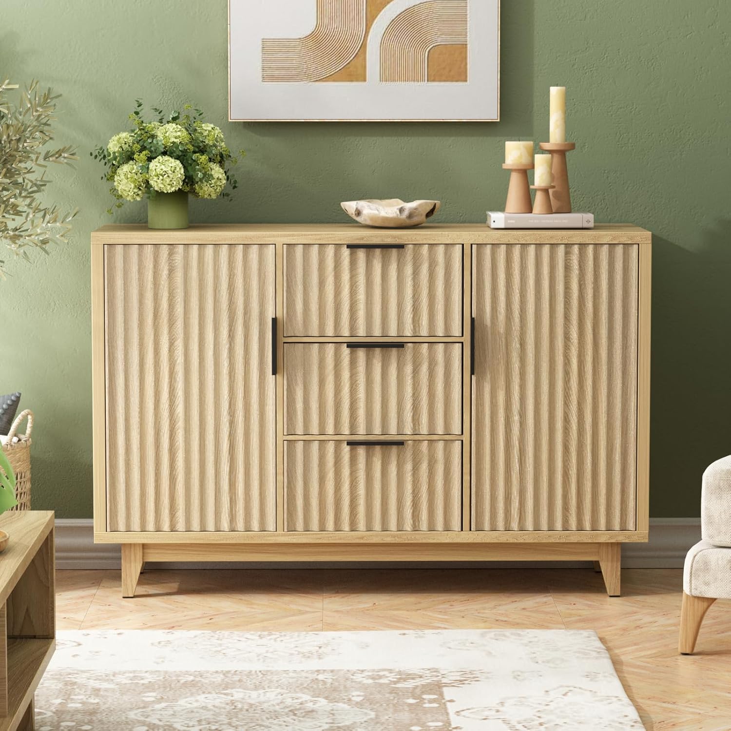 Modern Fluted Storage Cabinet - Versatile & Stylish