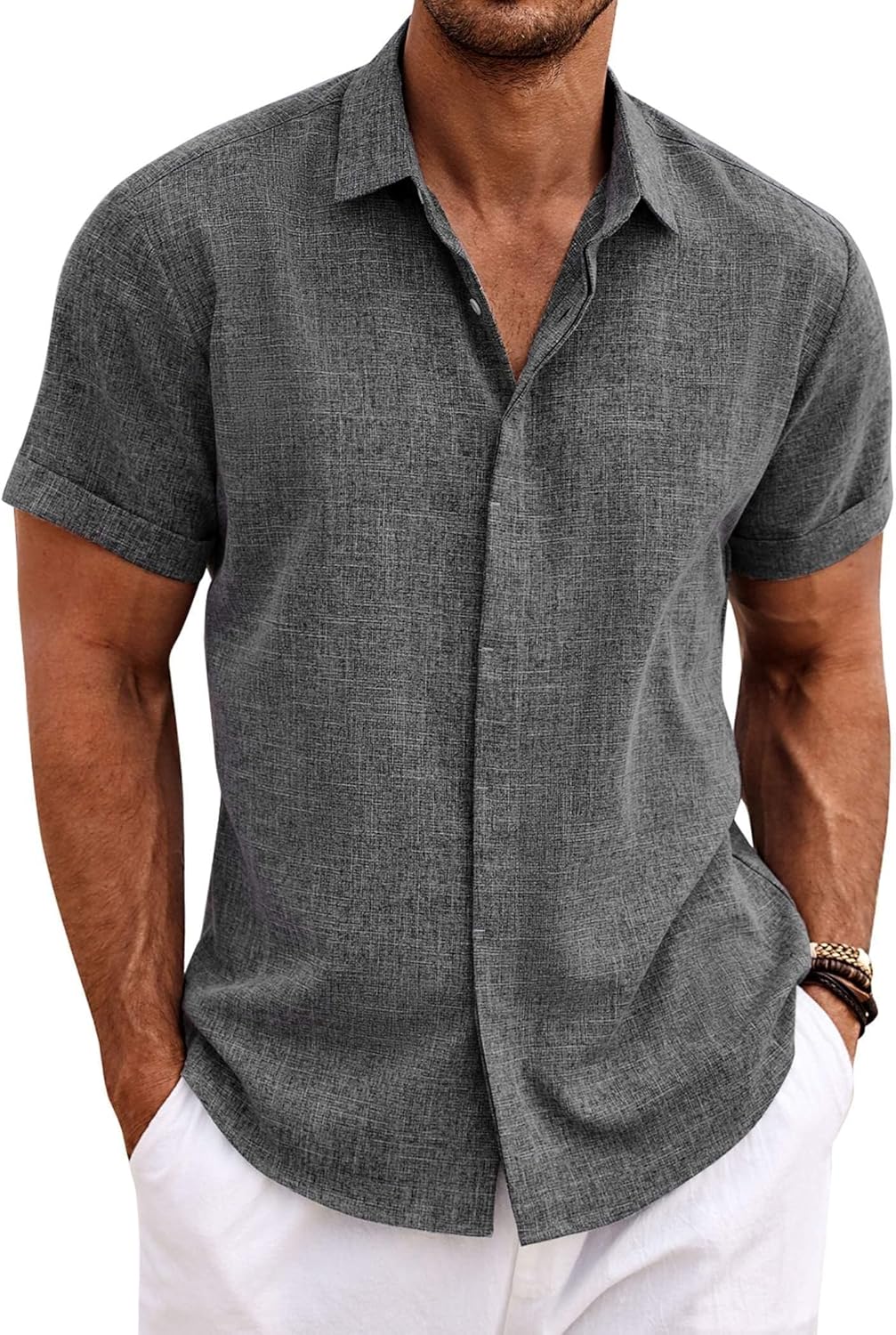 COOFANDY Men's Linen Shirts for Casual Summer Beach Style