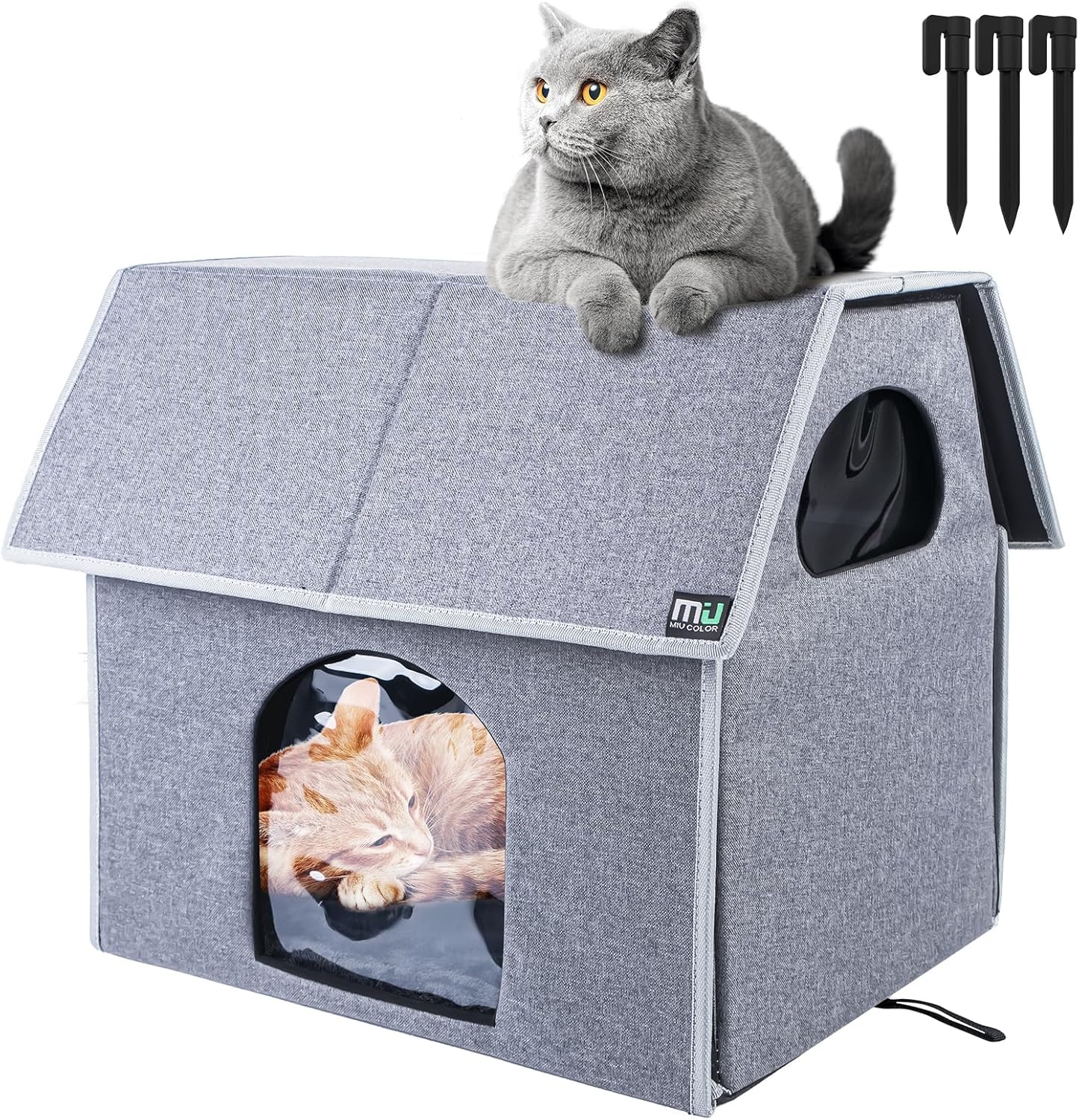 Large Weatherproof Cat House for Outdoor Cats and Pets