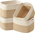 Storage Baskets 15in x 11in x 9.5in - 4 Pack Off White & Brown