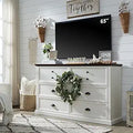 Farmhouse Dresser 6 Drawer Chest for Bedroom - Rustic White Storage