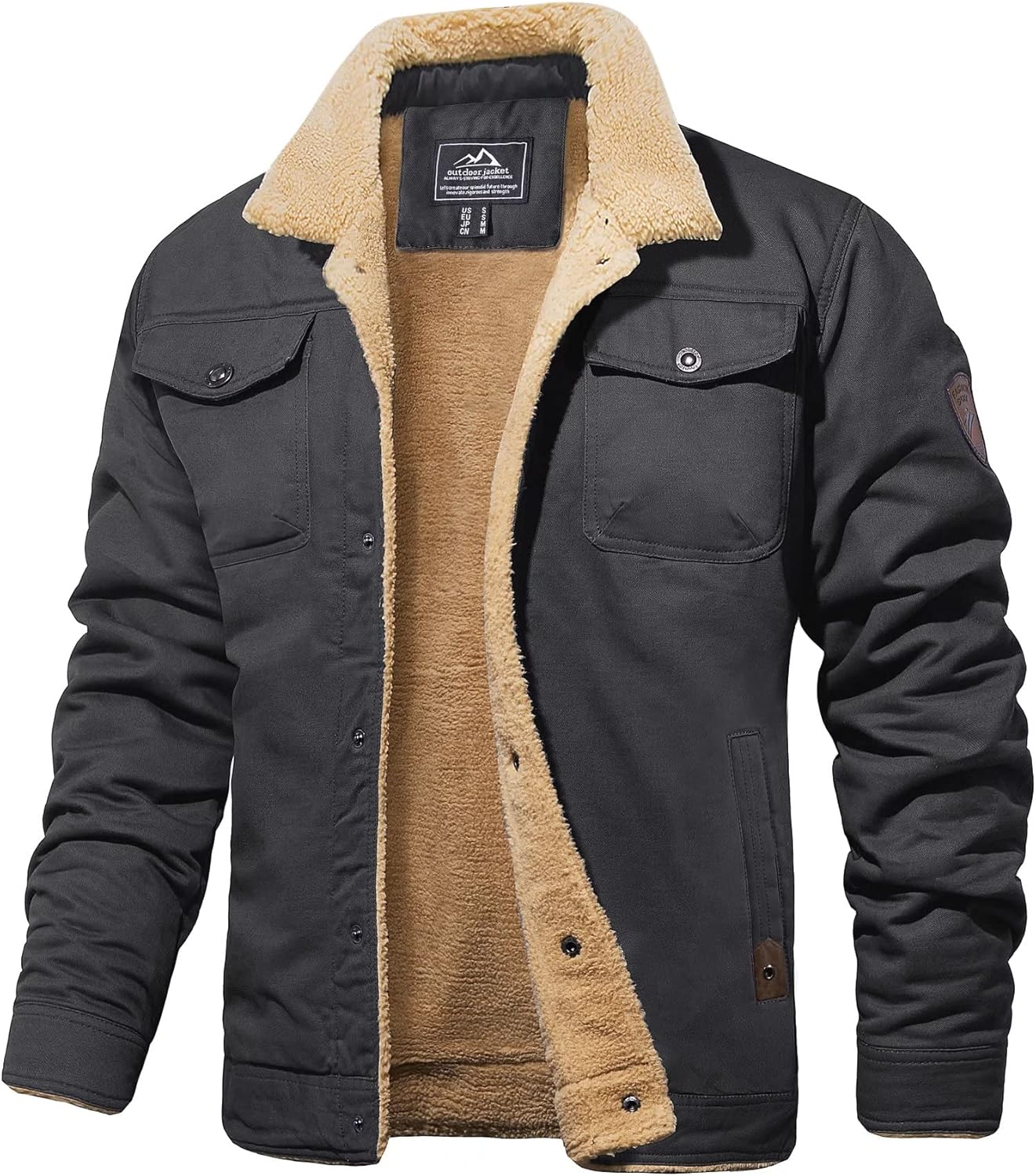 MAGCOMSEN Men's Winter Jacket with Sherpa Lining for Warmth