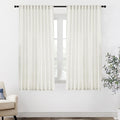 Linen Look Wide Bay Window Curtains 70x63 in - Semi Sheer Privacy