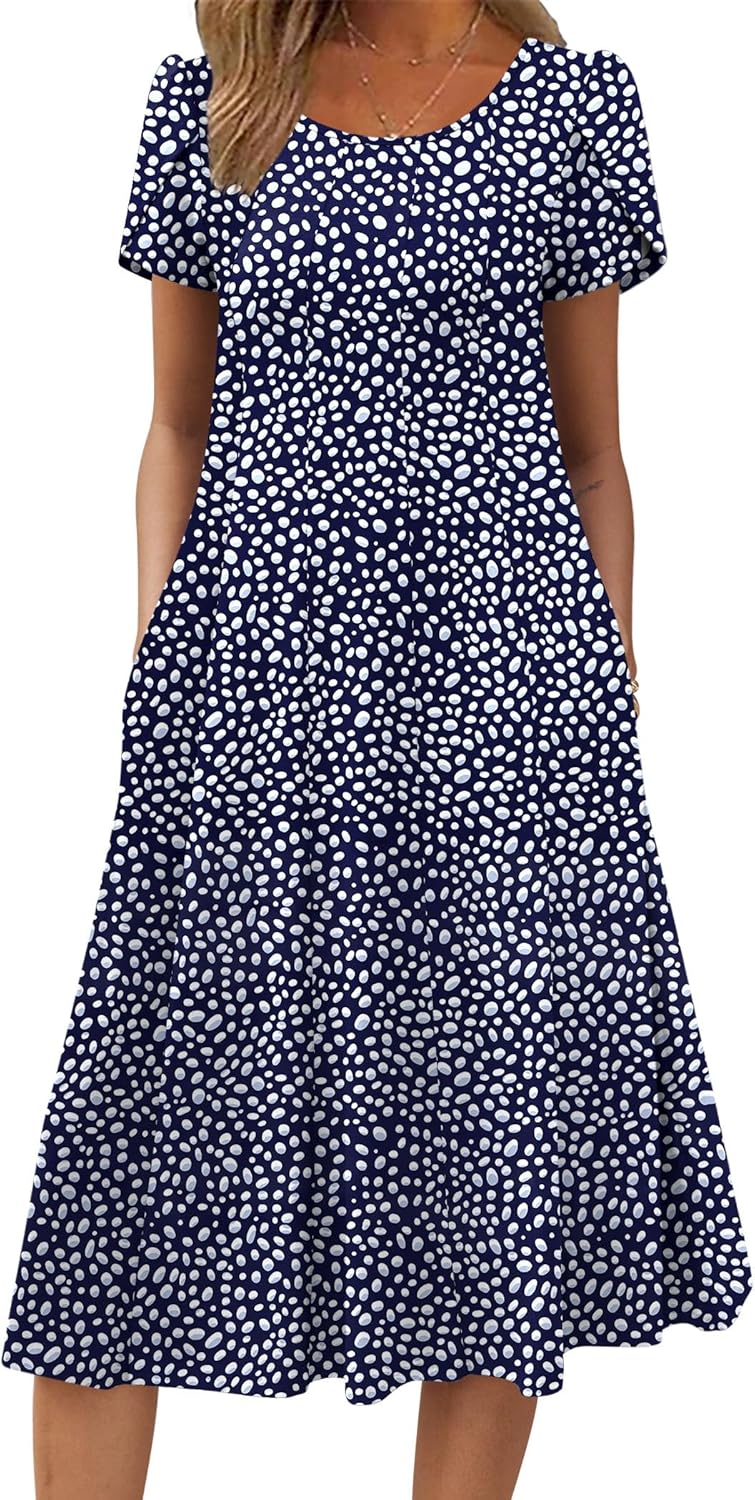 Zeagoo Womens Casual Dresses for Summer Short Sleeve Flare