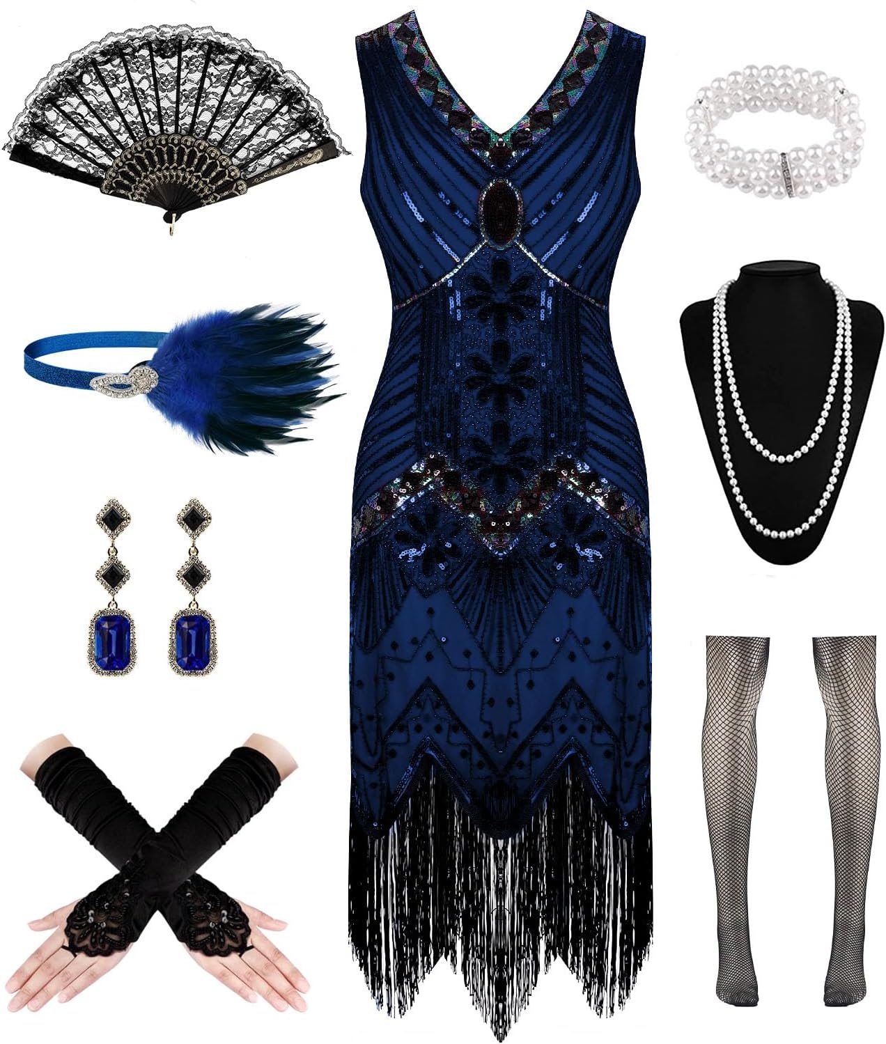 1920s Dresses for Women - Flapper Dress with Accessories Set