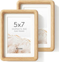 5x7 Picture Frame Set of 2, Natural Solid Oak Wood Frames