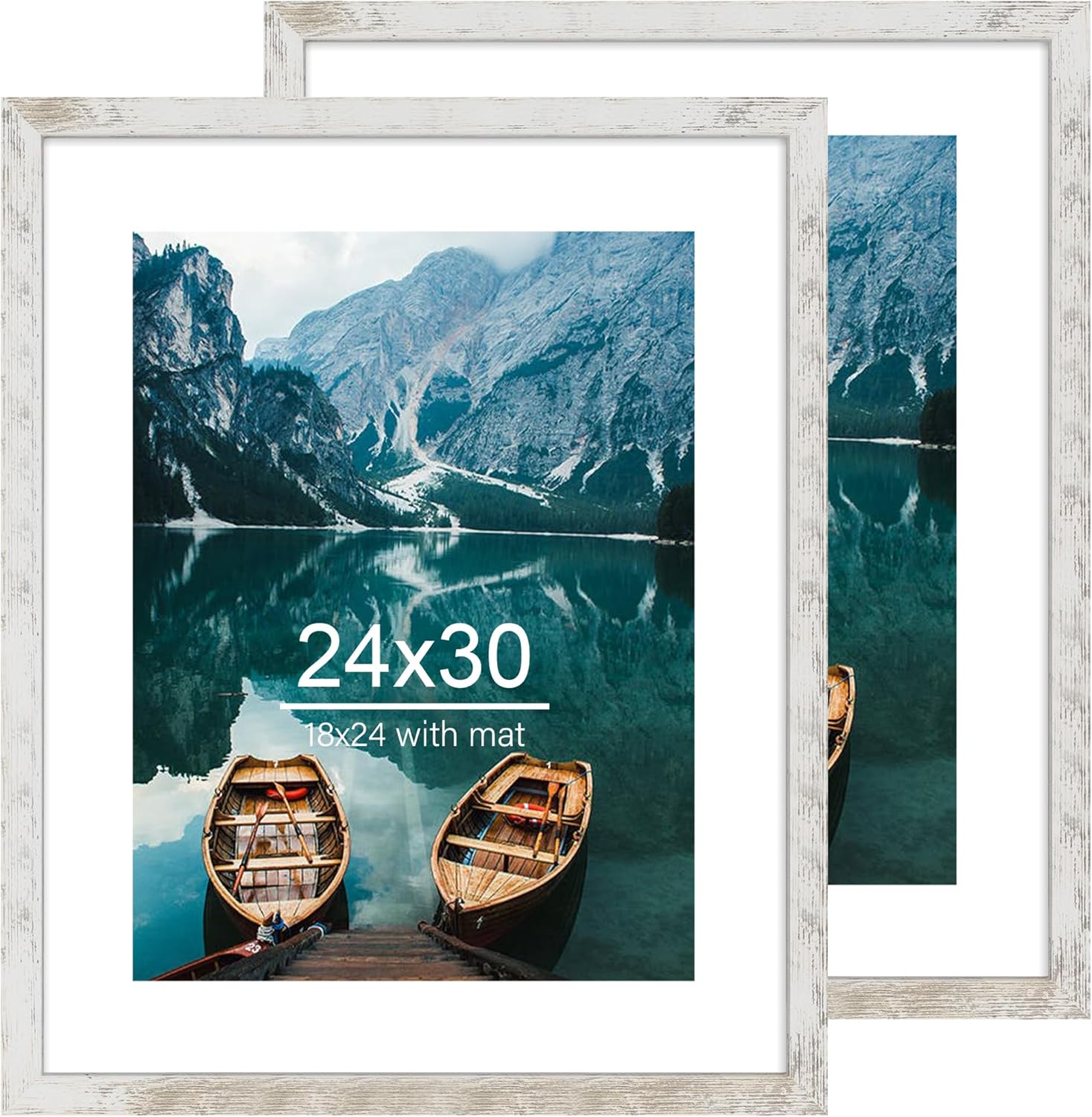 24x30 Frame Set of 2 - Distressed White Wood Style for Photos
