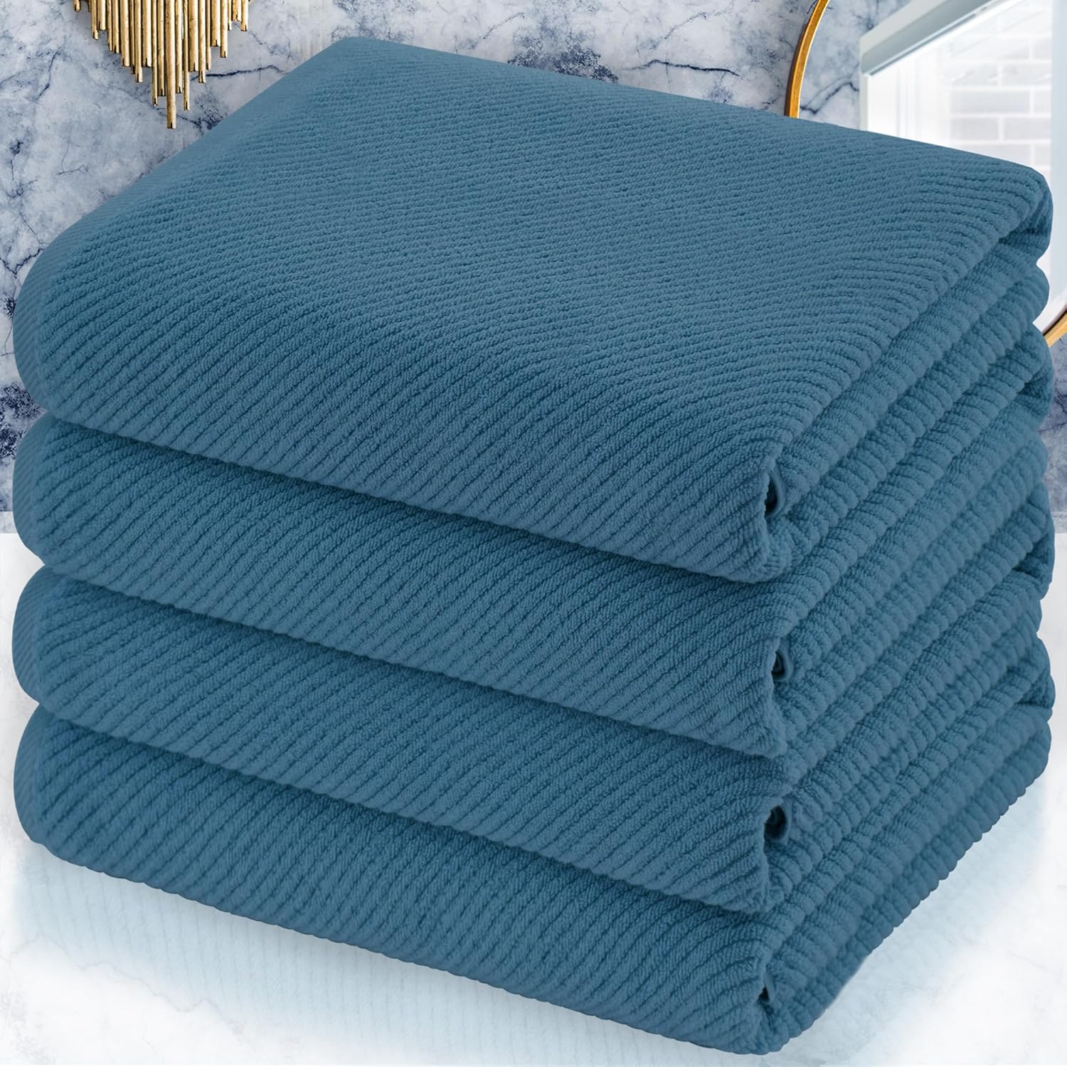 Luxurious 100% Cotton Bath Towels Set of 4 - Soft & Absorbent