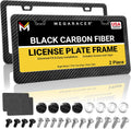 Mega Racer Carbon Fiber License Plate Frames 2 Pack - Slim, Rust-Free