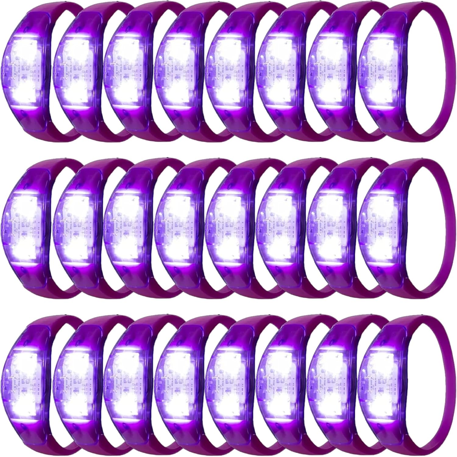 100 Pcs LED Bracelets Sound Activated for Parties and Events