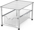 Stackable Under Sink Organizer with Sliding Basket - Chrome