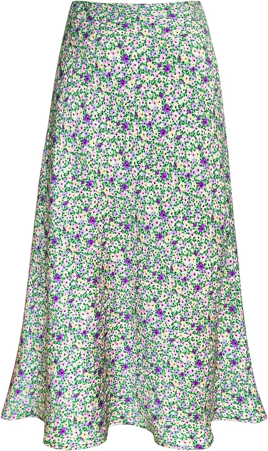 Modegal Women's Satin High Waist Flared A Line Midi Skirt Review