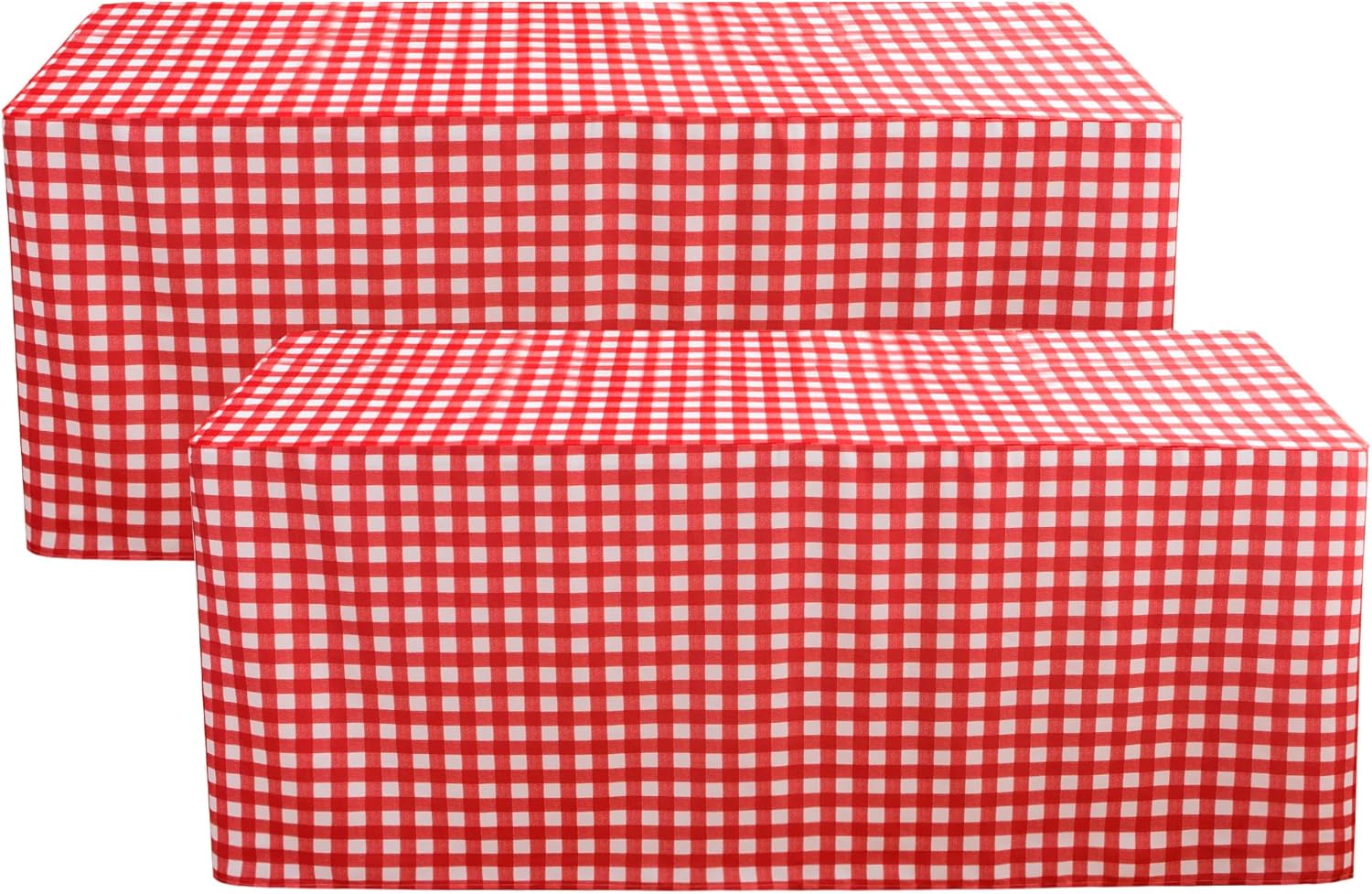 Checkered Fitted Table Covers for 8 Foot Tables - 2 Pack