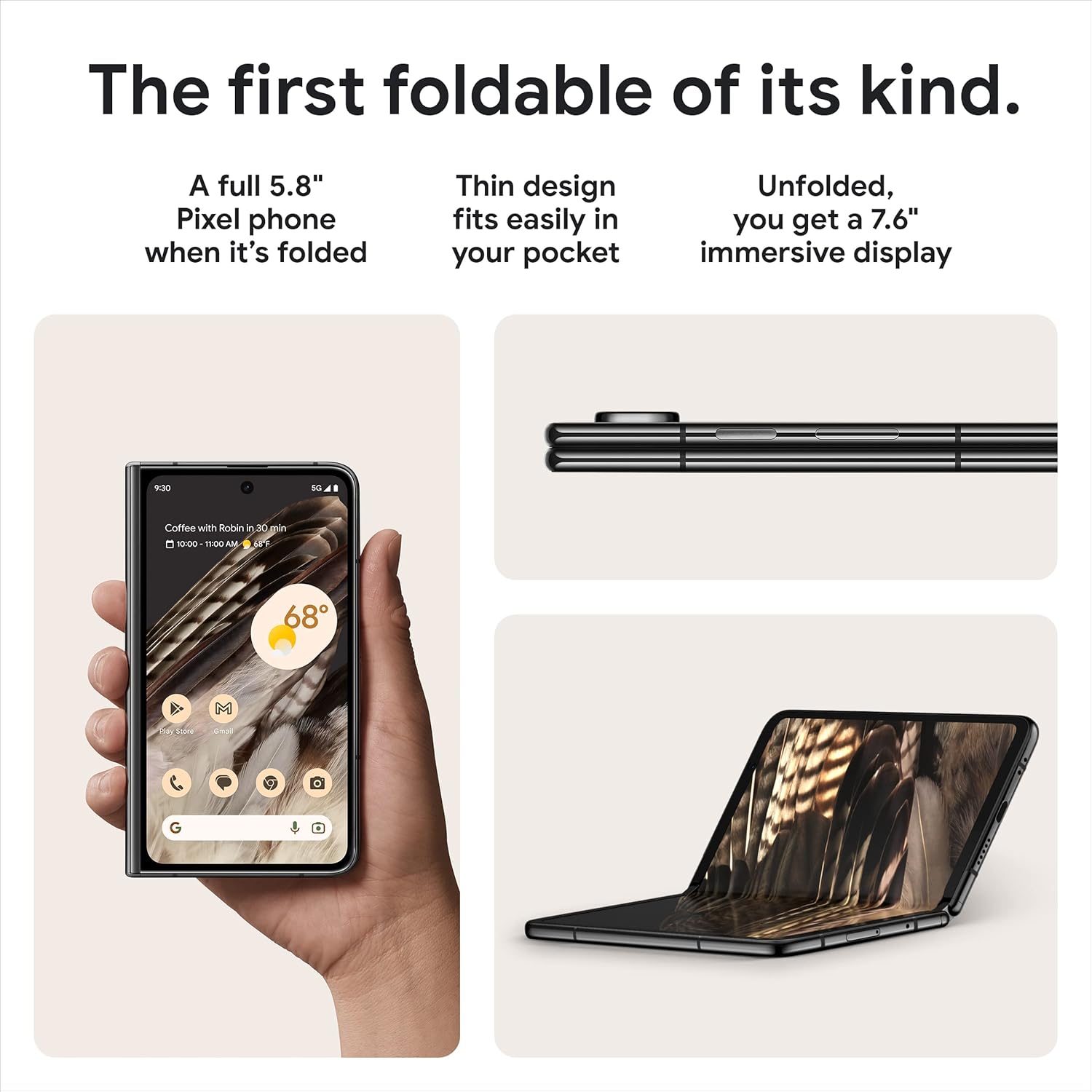 Google Pixel Fold Unlocked 5G Smartphone with Foldable Display