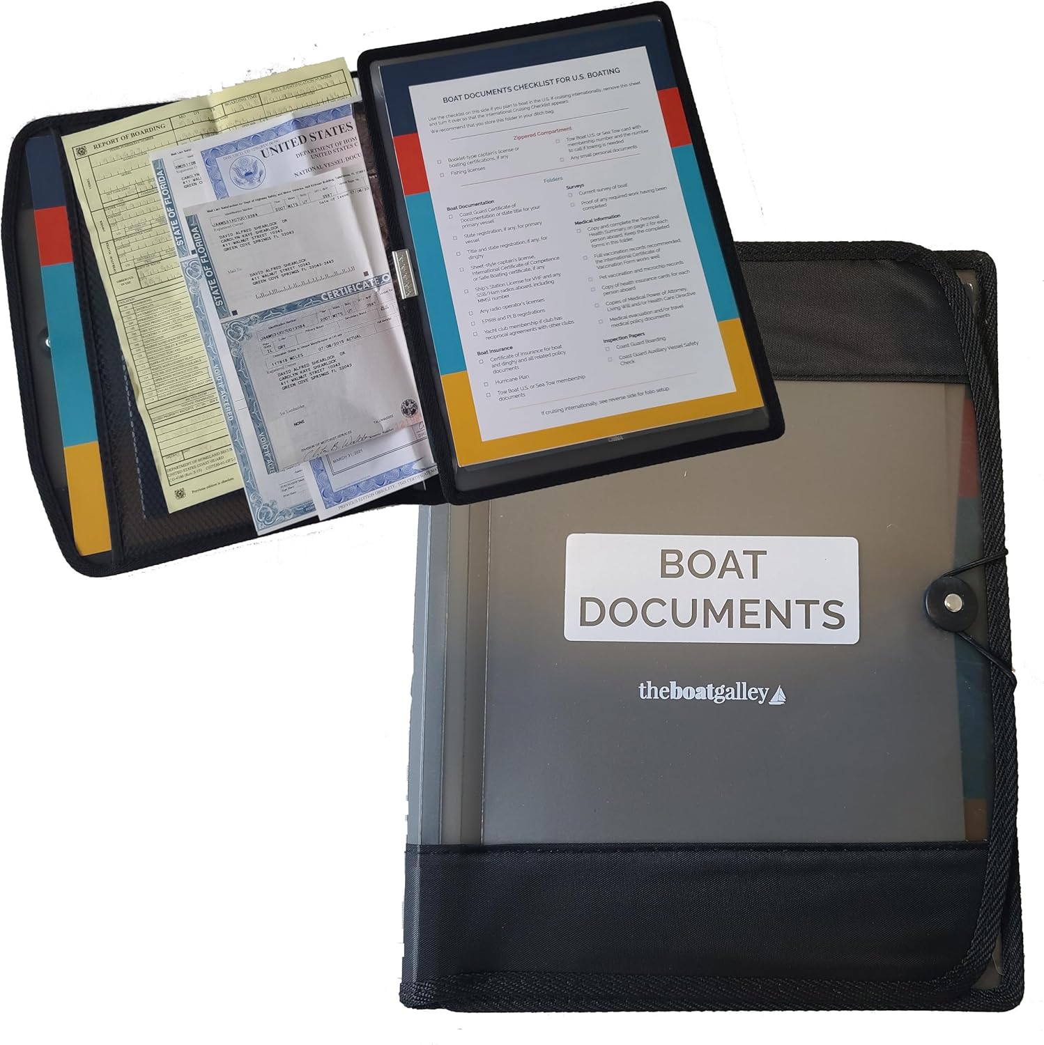 Boat Documents Organizer - Large Water Resistant Case for Papers