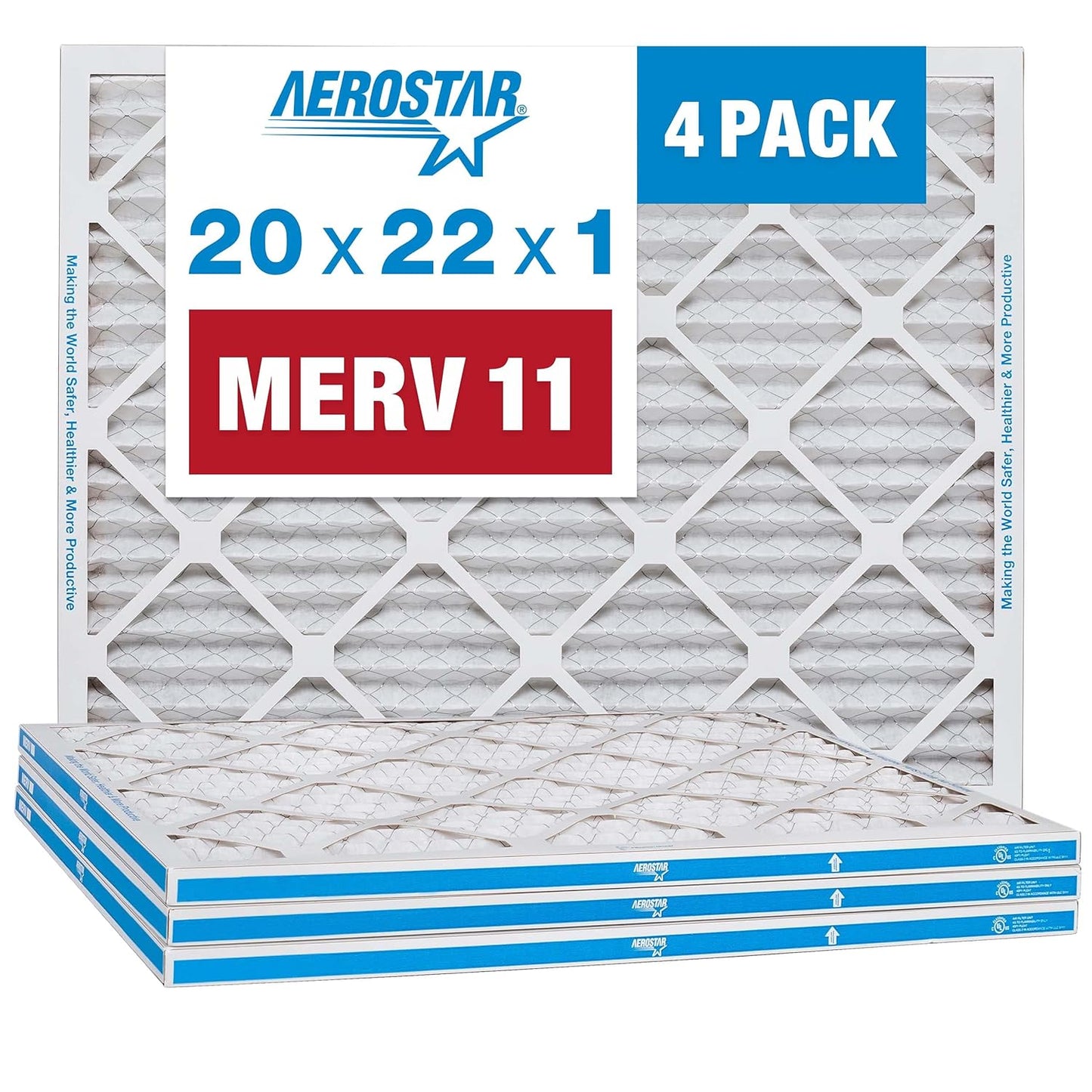 Aerostar 20x22x1 MERV 11 Air Filter for Cleaner Home Air