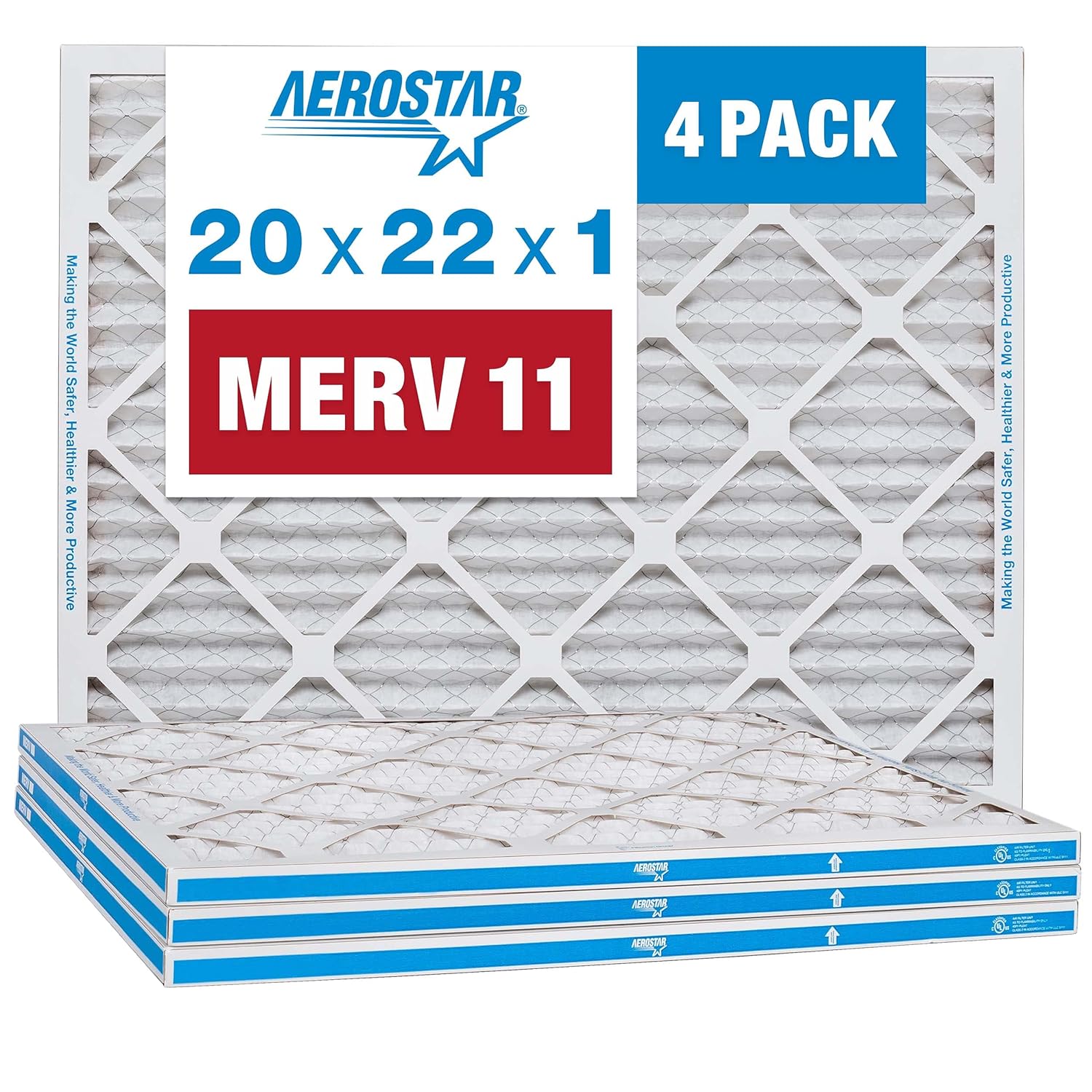 Aerostar 20x22x1 MERV 11 Air Filter for Cleaner Home Air